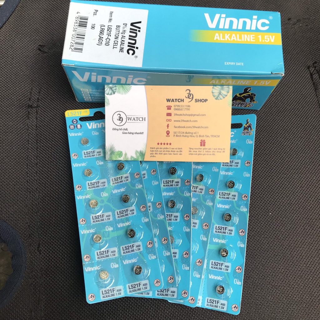 Pin Vinnic SR521SW 521 379 AG0 384 L521F AG0 – LR521H – 379A - SR521 -618- SR63 -521 1.55V
