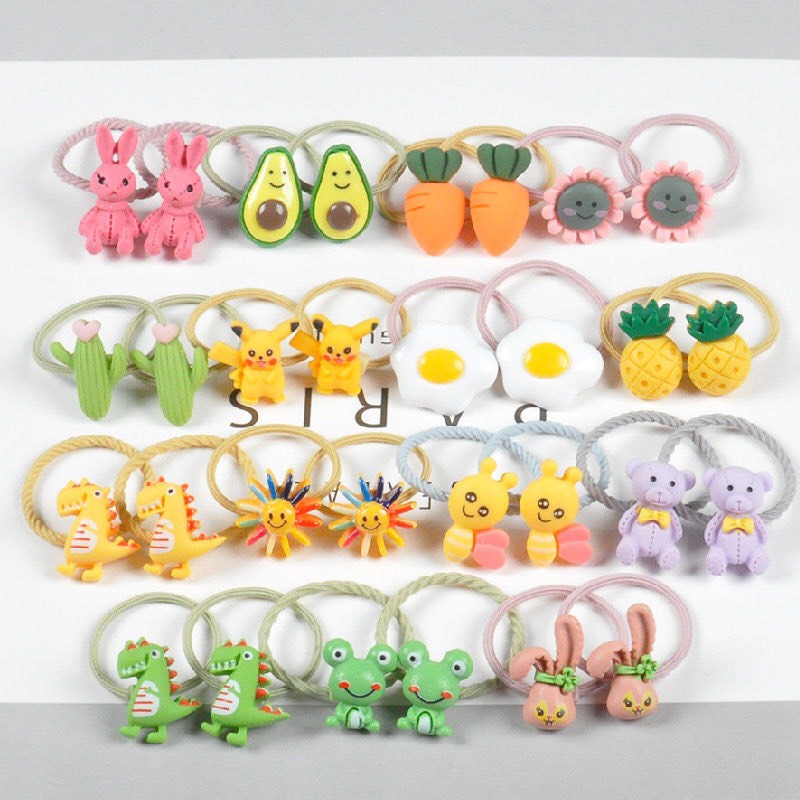 Set 10 buộc tóc thời trang Cute gắn hoạt họa siêu xinh cho bé gái