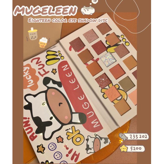 Phấn mắt 18 ô tông cam nhũ Muge Leen Bò Sữa | BigBuy360 - bigbuy360.vn