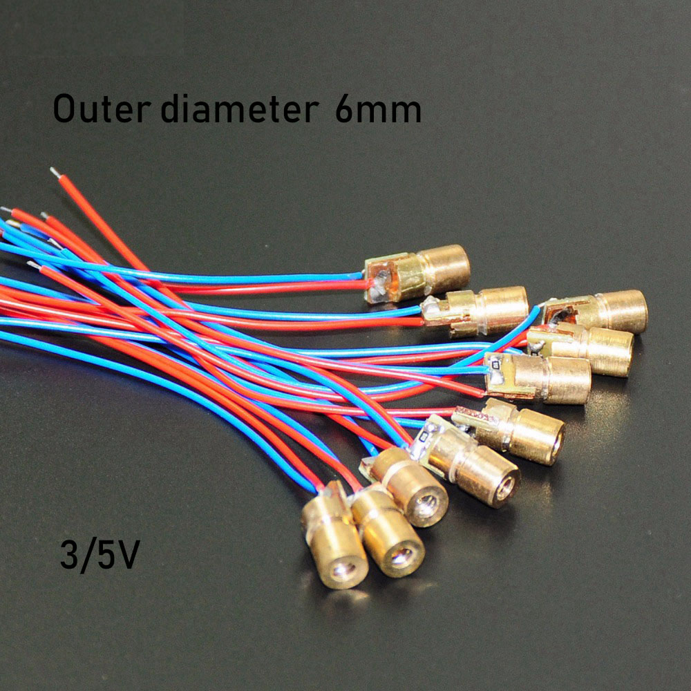 Set 1 / 3 / 5 / 10 Đầu Đèn Laser Mini 650nm 6mm 3 / 5v