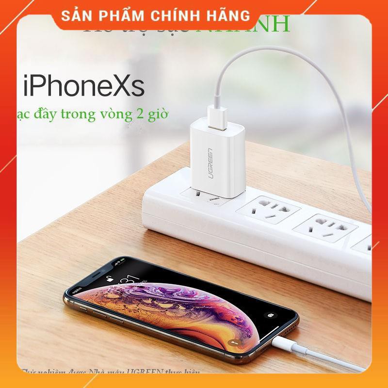 (Có sẵn) Bộ sạc cho iPhone/iPad/iPod UGREEN 50907 (củ sạc nhanh 2.1A và dây sạc Lightning dài 1m) _Siêu rẻ