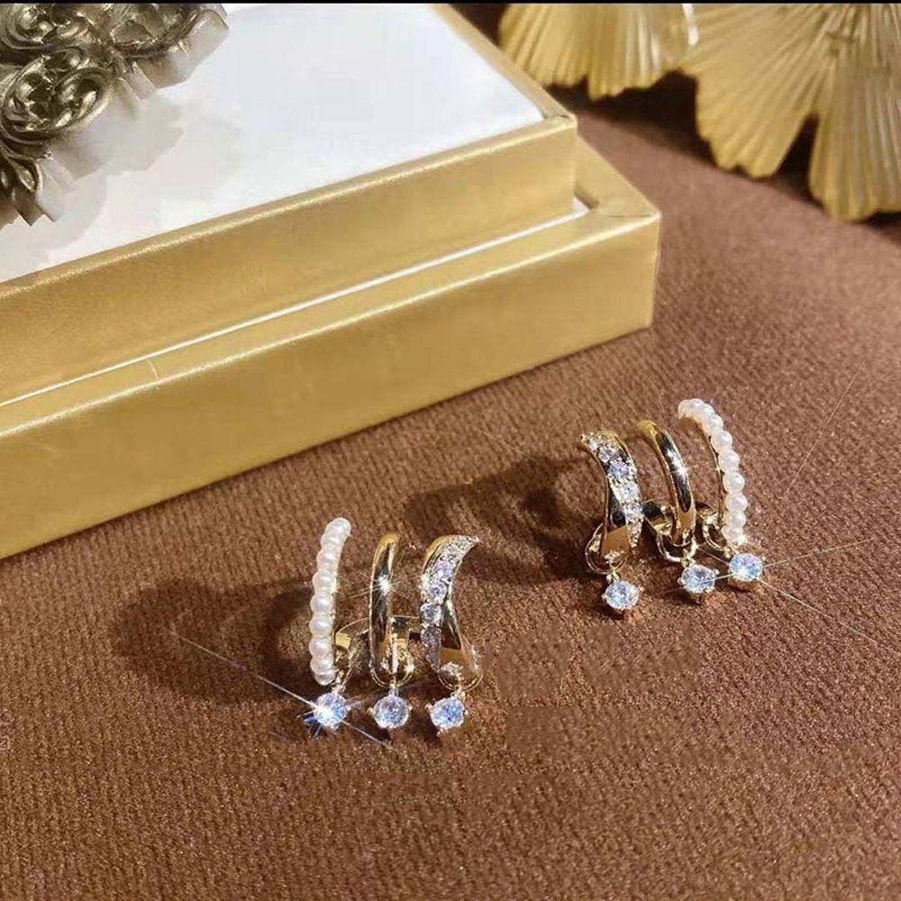 Khuyên Tai Nữ Trang Dáng Chữ C Đính Chùm Tua Thời Trang