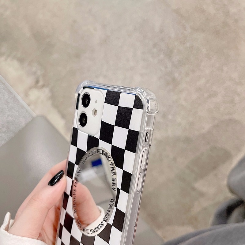 Ốp điện thoại tráng gương họa tiết kẻ caro cho iPhone13 ProMax 11 12 Mini XS I8 I7Plus | BigBuy360 - bigbuy360.vn