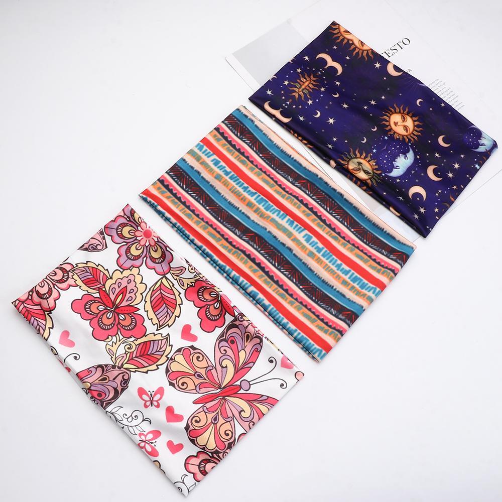 PINEVN Băng Đô Cài Tóc Bản Rộng In Họa Tiết Phong Cách Boho Đơn Giản Thời Trang Cho Nữ