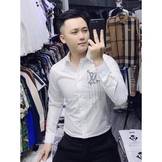 Áo sơ mi nam 💝FREESHIP💝  Áo sơ mi nam trắng họa tiết đẹp LV nhiều mẫu thoáng mát, mềm mịn, không nhăn