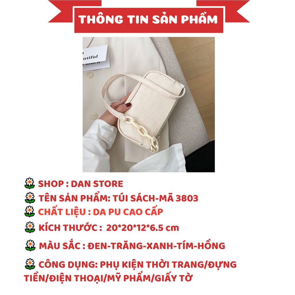 Túi Xách NữTặng QuàTúi Đeo Chéo Da PU cao cấp kẹp nách có vân điệu đà mềm mại xinh xắn MÃ 3803
