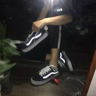 Giày thể thao nữ vải canvas bata  Van viền phản quang cá tính ( ảnh thật)
