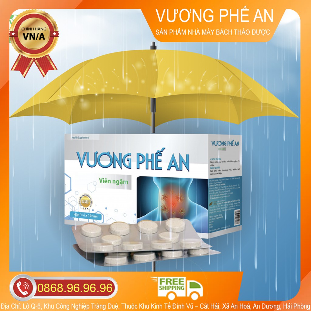 VIÊN NGẬM VƯƠNG PHẾ AN CHÍNH HÃNG - HỖ TRỢ BỔ PHẾ, GIÚP GIẢM HO, LOÃNG ĐỜM, HỖ TRỢ GIẢM ĐAU RÁT HỌNG DO HO KÉO DÀI.