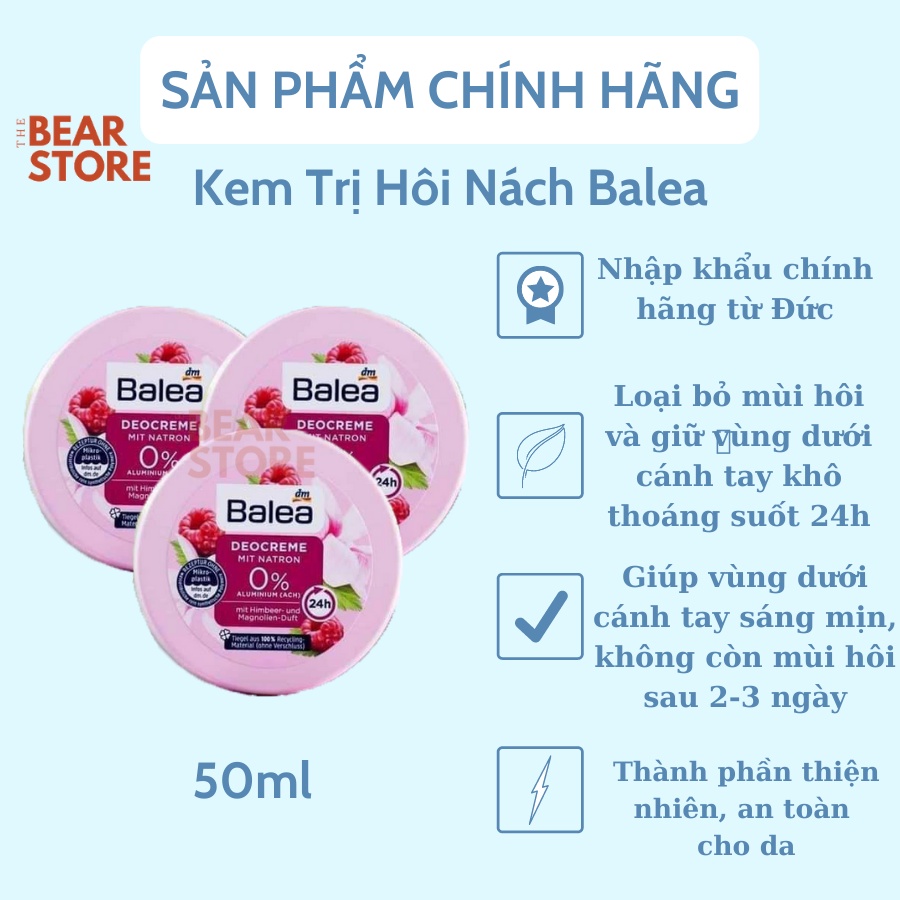 Kem khử mùi hôi nách Balea ngăn ngừa mồ hôi 24h xuất xứ Đức 50ml