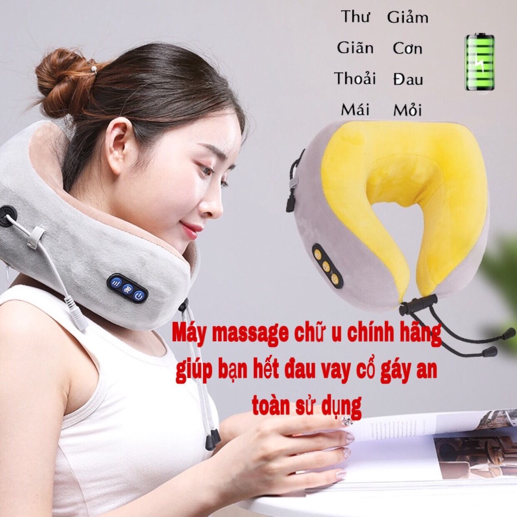 [HCM]Máy Massage Cổ Chữ U Hồng Ngoại Cao Cấp Gối Massage Cổ Vai Gáy Hồng Ngoại Chữ U - Bảo Hành 1 Năm