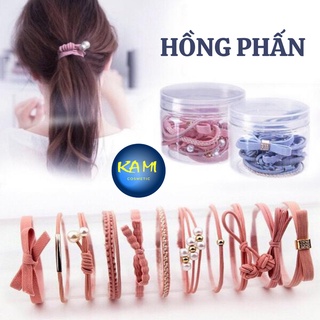 Combo Hộp 12 dây chun cột tóc, Chun Cột Tóc Mẹ Bé, Cột Tóc Bé, Dây Cài Tóc - KAMI