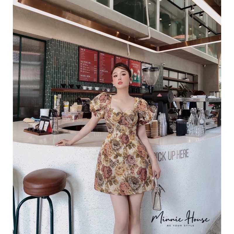 TPHCM Đầm Gấm Hoa tay Bồng Freesize CO SAN