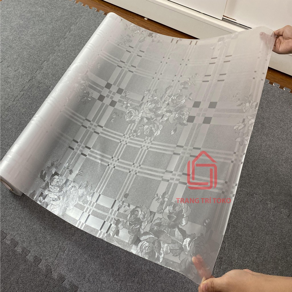 Bán từ 0.5m | Decal 3D dán phòng tắm, văn phòng khổ 90cm ,đề can dán kính nhà bếp, che nắng hoạ tiết hoa hồng trắng