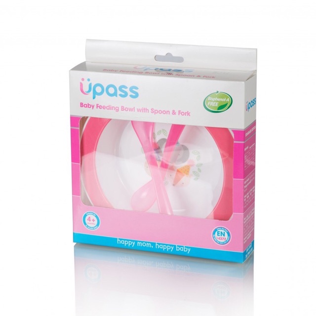 Bộ bát ăn dặm kèm thìa và dĩa Upass 100% nhựa hữu cơ, an toàn cho bé - Hàng Thái Lan UP5001X