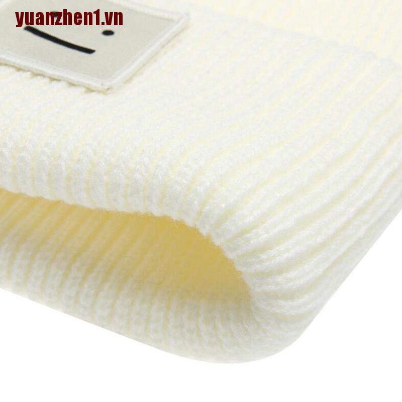 [YUANZHEN1] Mũ Beanie Dệt Kim Thêu Nhãn Mặt Cười Dễ Thương Cho Người Lớn Unisex