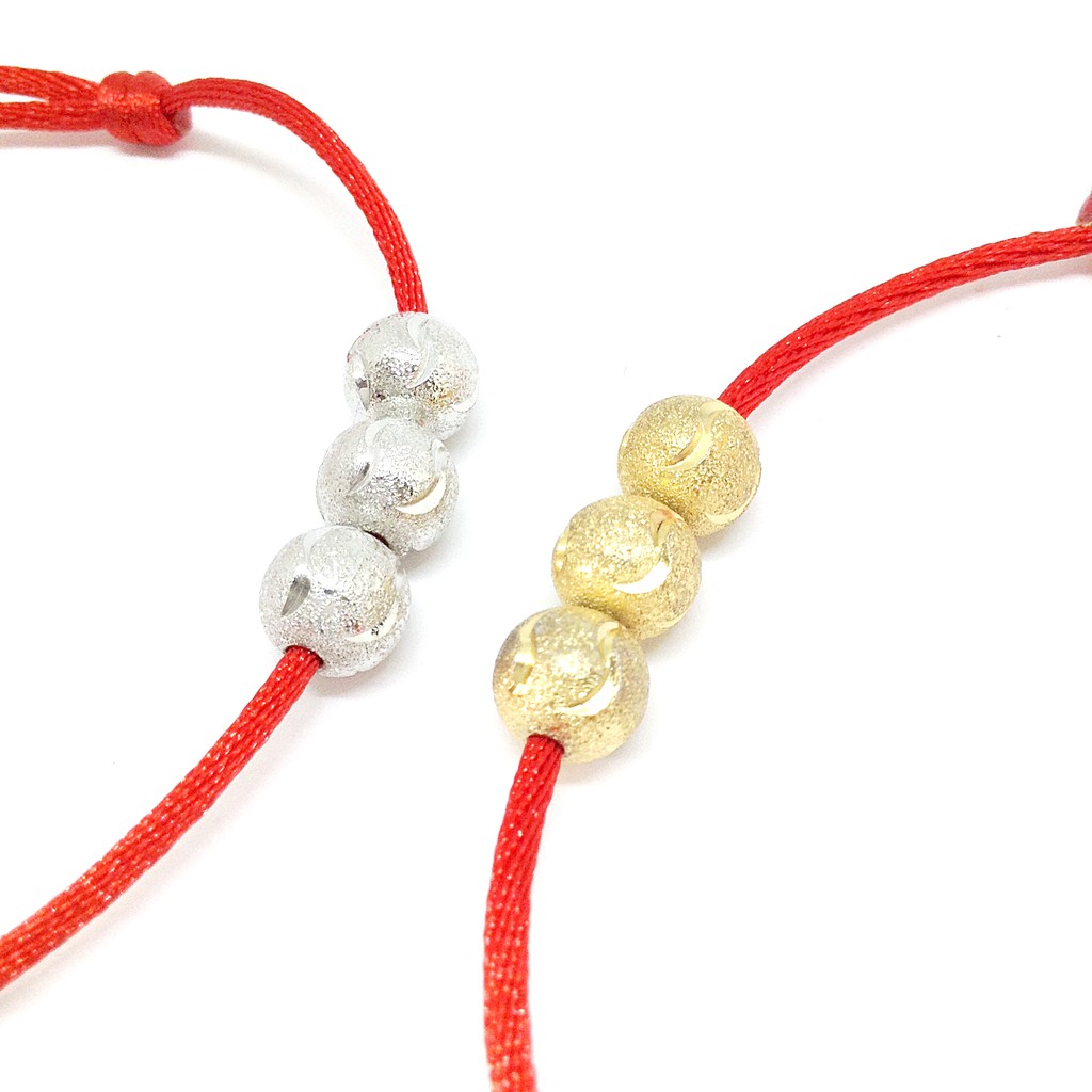 Vòng chân chỉ đỏ may mắn 3 bi hạt vàng khóa trượt - Lắc chân phong thủy bình an nam nữ | BigBuy360 - bigbuy360.vn
