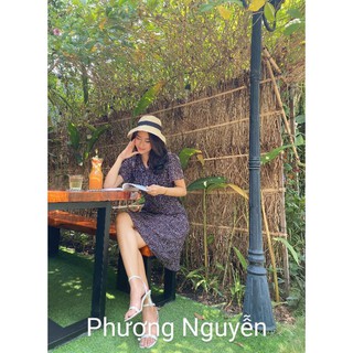 Đầm voan cột nơ , đầm voan hoa nhí