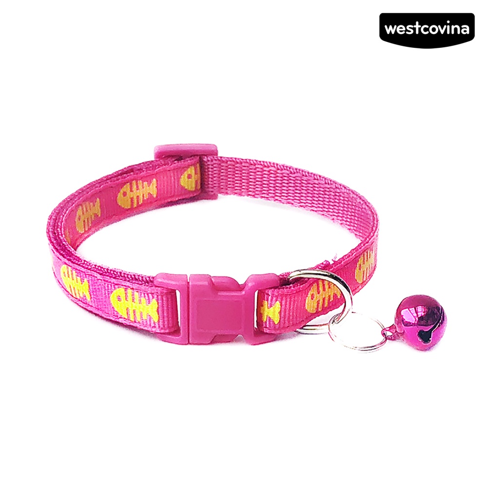 Vòng Cổ Gắn Chuông In Họa Tiết Xương Cá Có Thể Điều Chỉnh Cho Thú Cưng