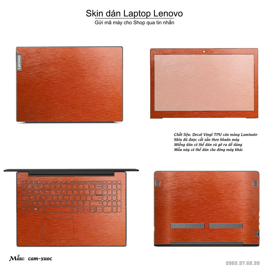 Skin dán Laptop Lenovo màu cam xước
