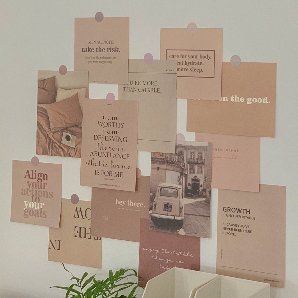 Ảnh trang trí dán tường hình decor vintage aesthetic retro set poster postcard bưu thiếp tranh giấy treo phòng bàn học