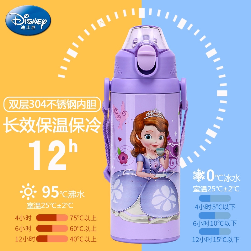 Bình Nước Giữ Nhiệt 500ML Bằng Thép Không Gỉ Có Nắp Và Ống Hút Cho Bé