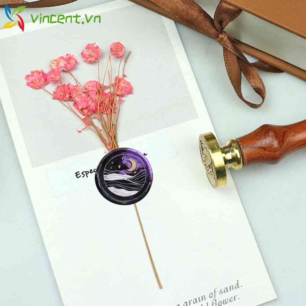 Con Dấu Sáp Tròn In Hình Mặt Trời Mặt Trăng Ngôi Sao Trang Trí Đám Cưới