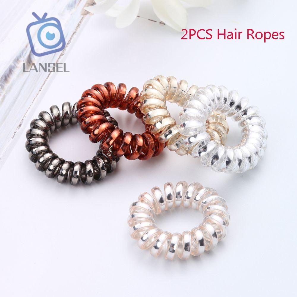 Set 2 Dây Buộc Tóc Cao Su Co Giãn Màu Trơn Thời Trang