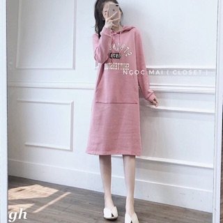 Váy nỉ mũ Váy nỉ dáng dài qua đầu gối. Hàng nỉ dày có túi chất dày loại 1 ( Cô tiên Tổng kho thanh lý hàng theo)