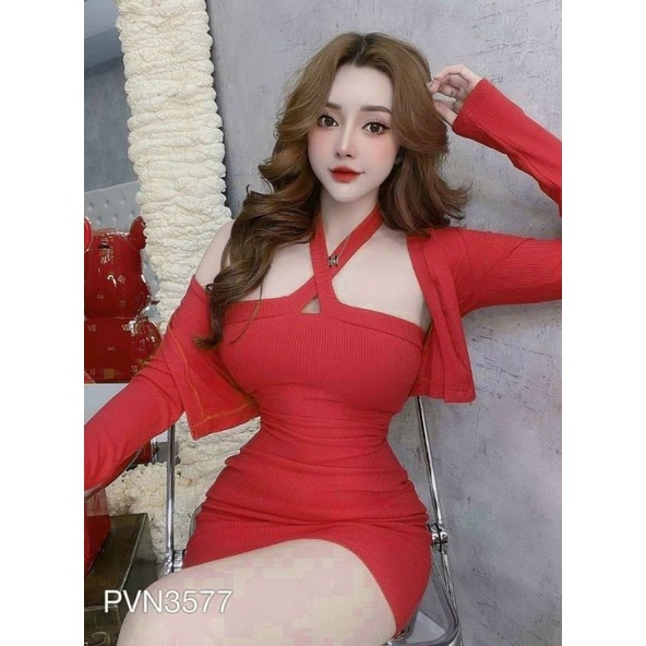 SET ĐẦM CỔ CHÉO KÈM KHOÁC CÓ BIGSIZE