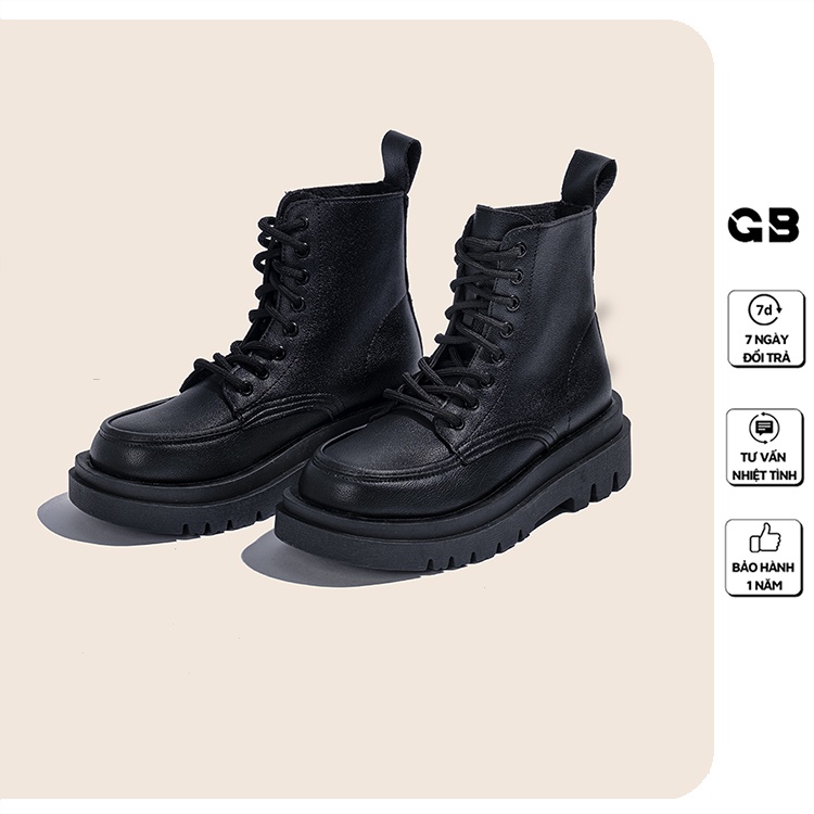 Giày Bốt Nữ Cổ Cao Giày BOM Da PU Bóng Mềm Đế Cao Hot Trend Ulzzang Thời Trang Mới Nhất Màu Đen giayBOM GB Boot B1185