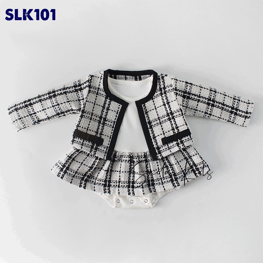 Mẫu SLK101 - Áo khoác dạ kèm body giả váy cho bé gái