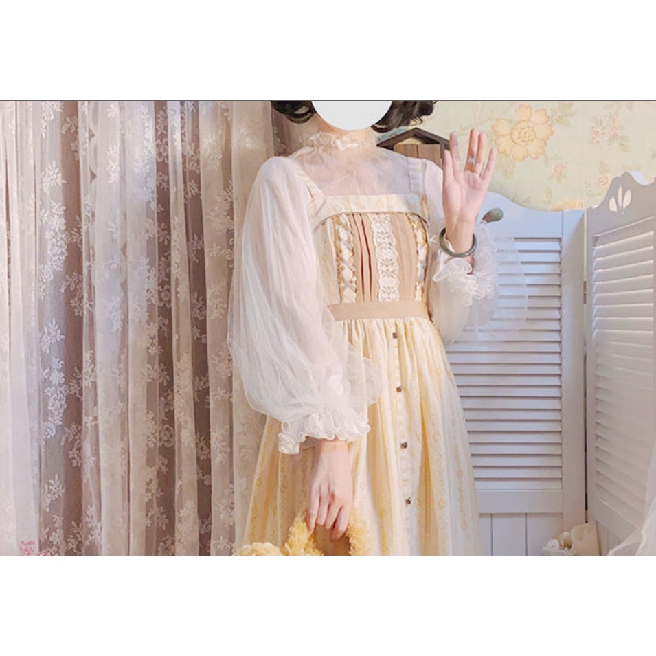 Giảm Giá Bán Chạy~Áo Sơ Mi lolita Bằng Lụa Voan Màu Bạc Dễ Phối Đồ Phong Cách lolita