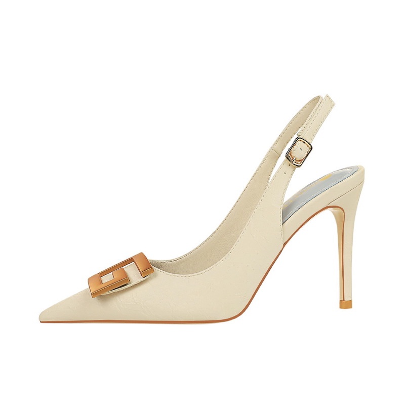 Giày cao gót BIGTREE 1932-8 9.5cm mũi nhọn miệng nông quai khóa cài kim loại thời trang cho nữ