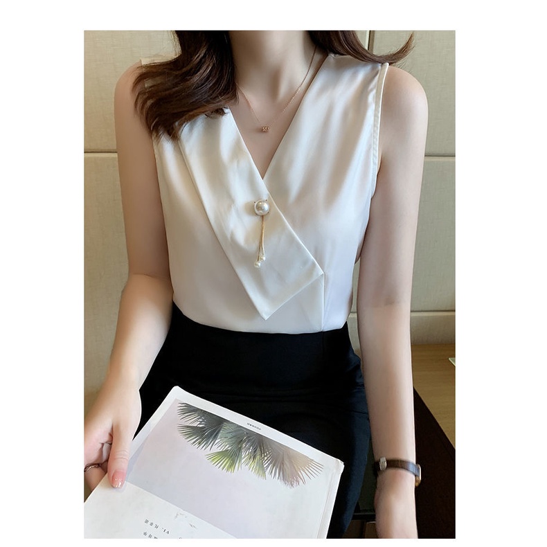 Áo Voan Lụa Lạnh Cổ Chữ v Tay Ngắn Thời Trang Mùa Hè Dành Cho Nữ