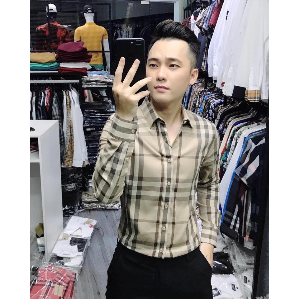 Áo Sơ Mi Nam Dài Tay Họa Tiết Caro 1 Cao Cấp, Áo Sơ Mi Vải Lụa Dáng Ôm Form Body, T-man | BigBuy360 - bigbuy360.vn
