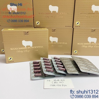 Nhau thai cừu maxi placental 50000mg 100v úc, well being nutrition maxi placental 50000mg, đẹp da, hỗ trợ giảm nám