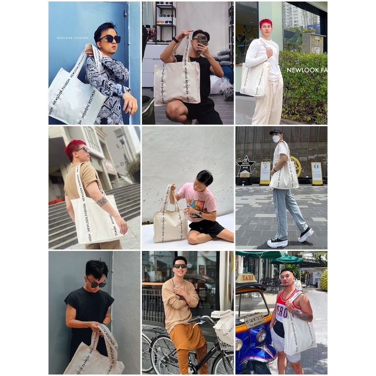 ★ TÚI TOTE TÚI ĐEO VAI VẢI BỐ CANVAS SIZE TO KHÓA NAM CHÂM DÂY IN CHỮ NEWLOOK.FASHION PHÙ HỢP NAM NỮ