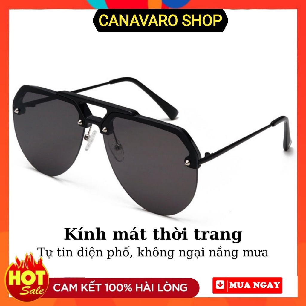 Kính râm nam thời trang cao cấp phân cực chống tia uv chống chói mắt to chính hãng gọng tròn CANAVARO SHOP CN15T