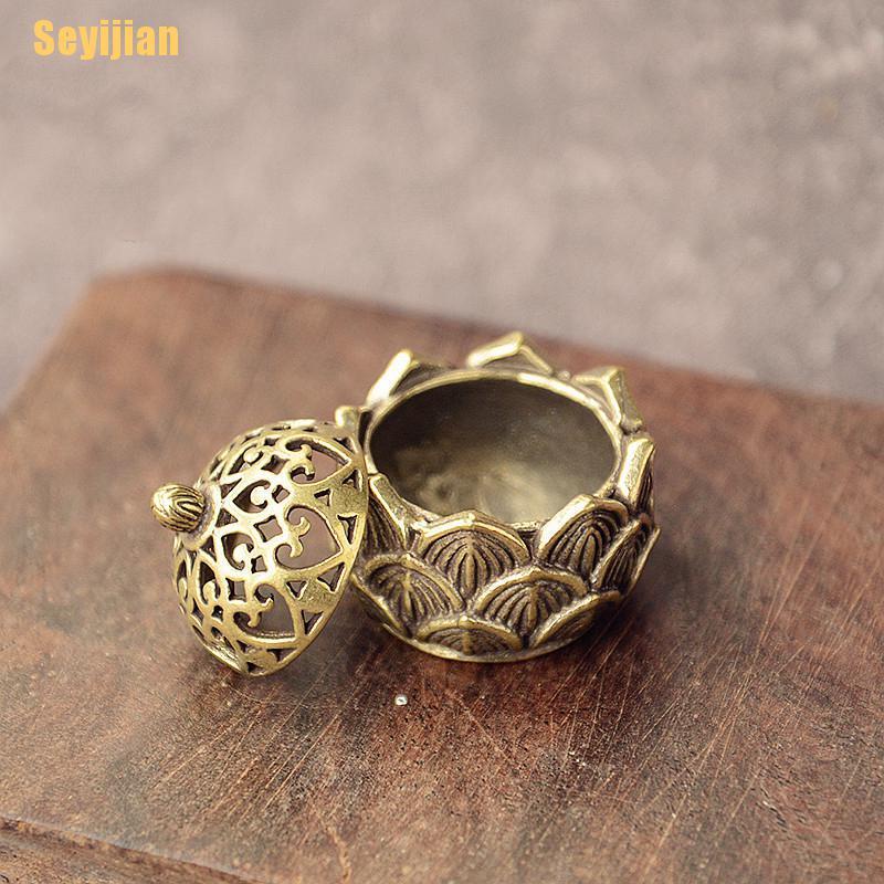 Đế Đốt Trầm Hương Mini Bỏ Túi Bằng Đồng Thau Hình Hoa Sen