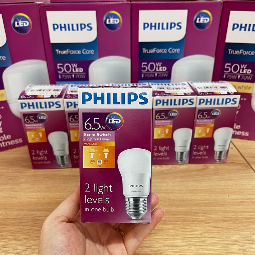 Bóng đèn LED Philips Scene Switch 6.5W 2 cấp độ 3000K E27 P45 - Ánh sáng vàng