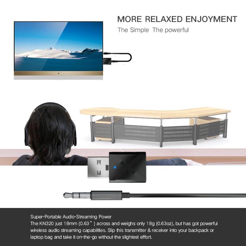 Thiết Bị Thu Phát Âm Thanh Bluetooth 5.0 Mini 3.5mm AUX 2 Trong 1 Cho TV/PC/Xe Hơi