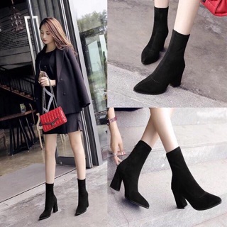 Bốt cổ lửng khoá sau thời trang nữ