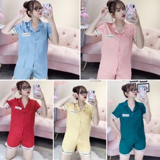 Bộ Lụa Cộc Mặc Nhà Sang Chảnh💋free ship💋 ảnh thật