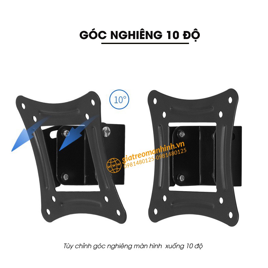 Giá Treo Màn Hình 17 - 27 (Upto 32Inch) Model C12 / Cách Tường 3,5 Cm  - Tùy Chỉnh Góc Nghiêng Xuống 10 Độ