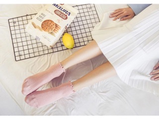 Tất vintage bèo nhún cổ thấp