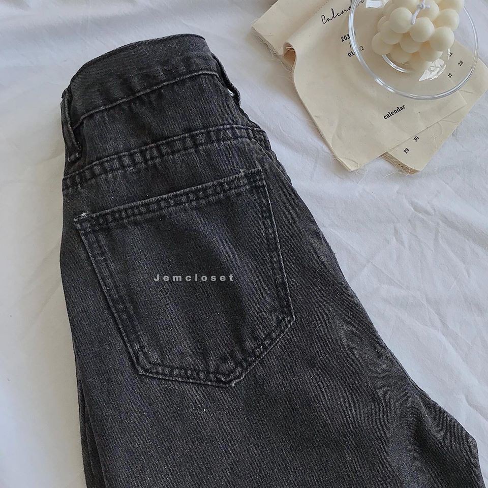 Quần Jeans Ống Rộng Quần Bò Nữ Dáng Suông Lưng Cao Eo Cài EA Trẻ Trung Năng Động Chất Liệu Denim Cao Cấp Mềm Mại 2279