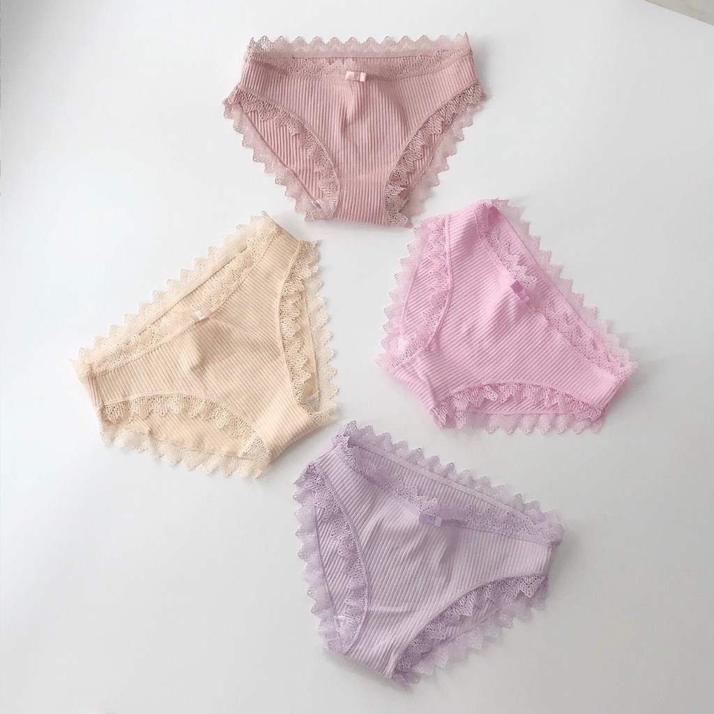 Quần Lót Nữ Cotton Kháng Khuẩn Gân Tăm Viền Ren Nữ Tính RENEE Store - QL10 | BigBuy360 - bigbuy360.vn