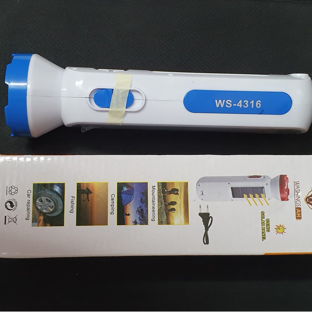 Đèn pin cầm tay 2 chế độ WS-4316 Pin sạc năng lượng mặt trời