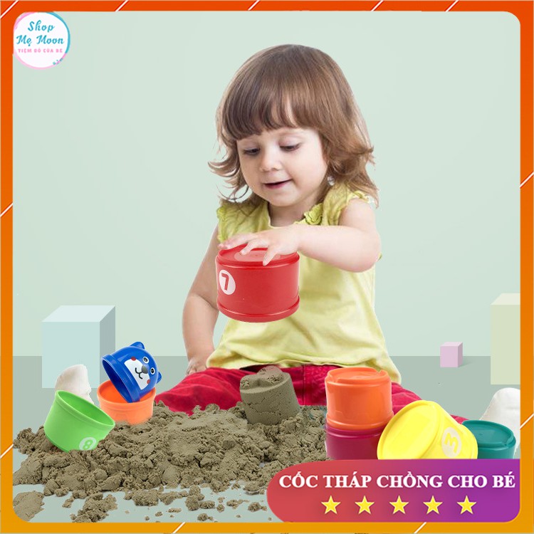 Set 9 Cốc Tháp Chồng cho bé học chữ cái và nhận biết màu sắc - Đồ Chơi Giáo Dục Cho Bé