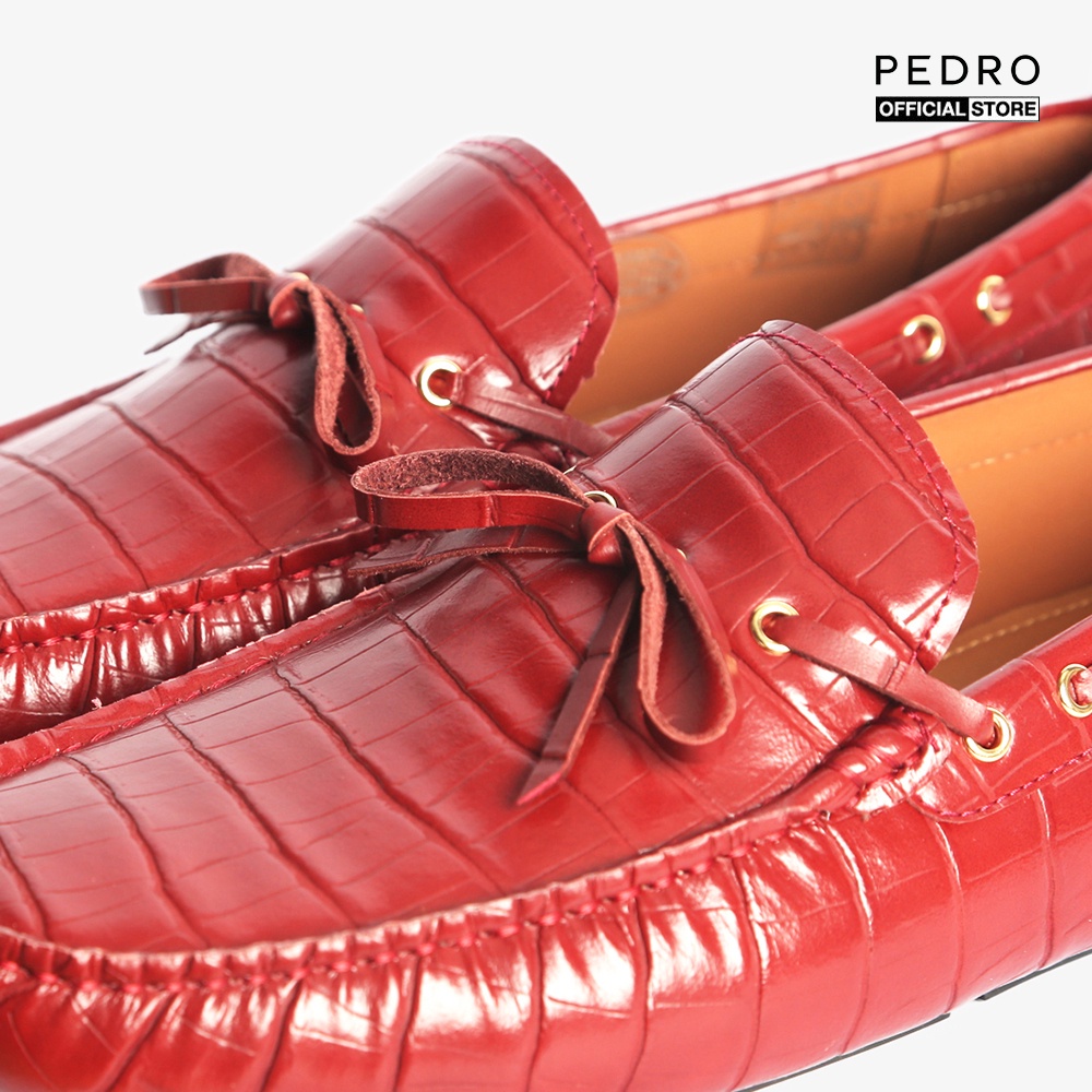 PEDRO - Giày lười nam Croc Effect Bow PM1-65980215-16